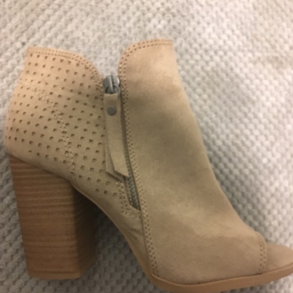 Bootie shoes open toe heels tan/brown - Picture 3 of 4